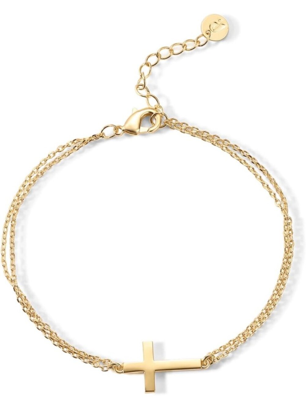 14K Gold Plated Sideways Cross Bracelet for Women, Stylish Religious Jewelry